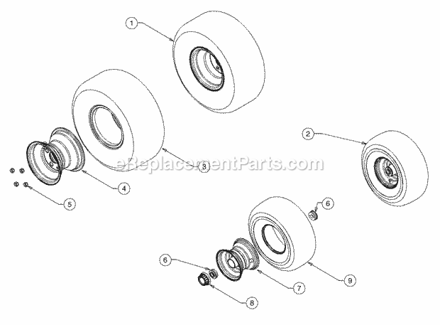 Wheels Diagram and Parts List for 1517 13A-231G100 Cub Cadet Lawn Tractor